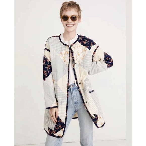 Madewell x The New Denim Project Patchwork Cocoon Coat Size XL Quilted